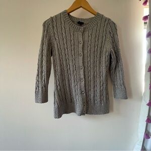 Talbots Gray Sparkly Cable Knit Cardigan Sweater
